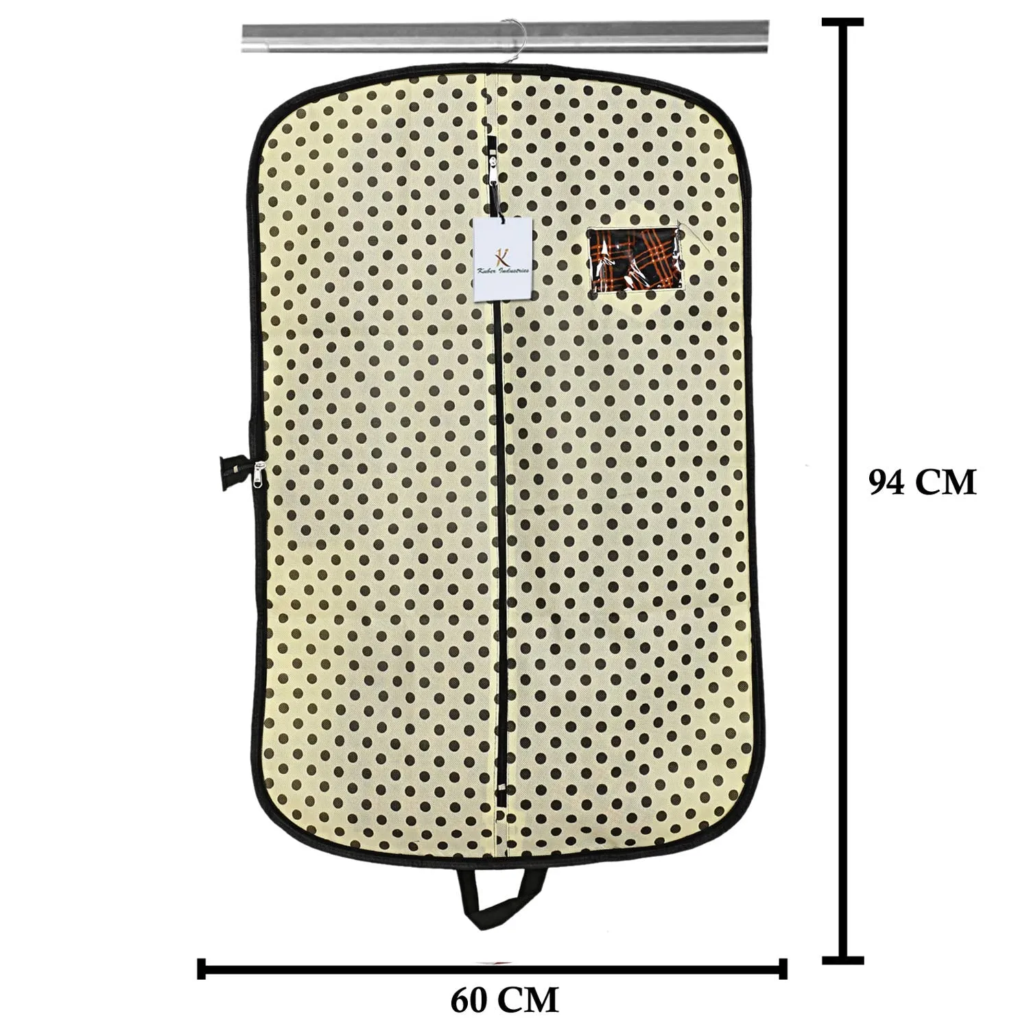 Kuber Industries Foldable Polka Dots Design 4 Piece Non Woven Coat Cover, Cream