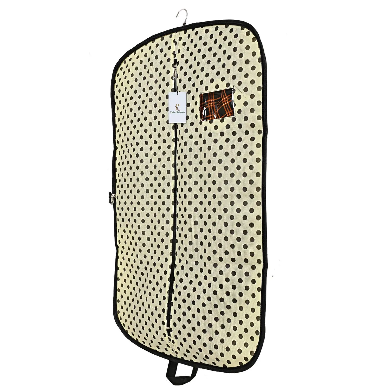 Kuber Industries Foldable Polka Dots Design 4 Piece Non Woven Coat Cover, Cream