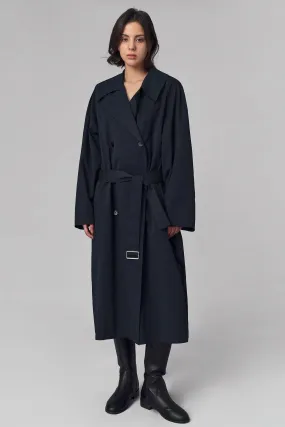 Lable Trench Coat, Navy