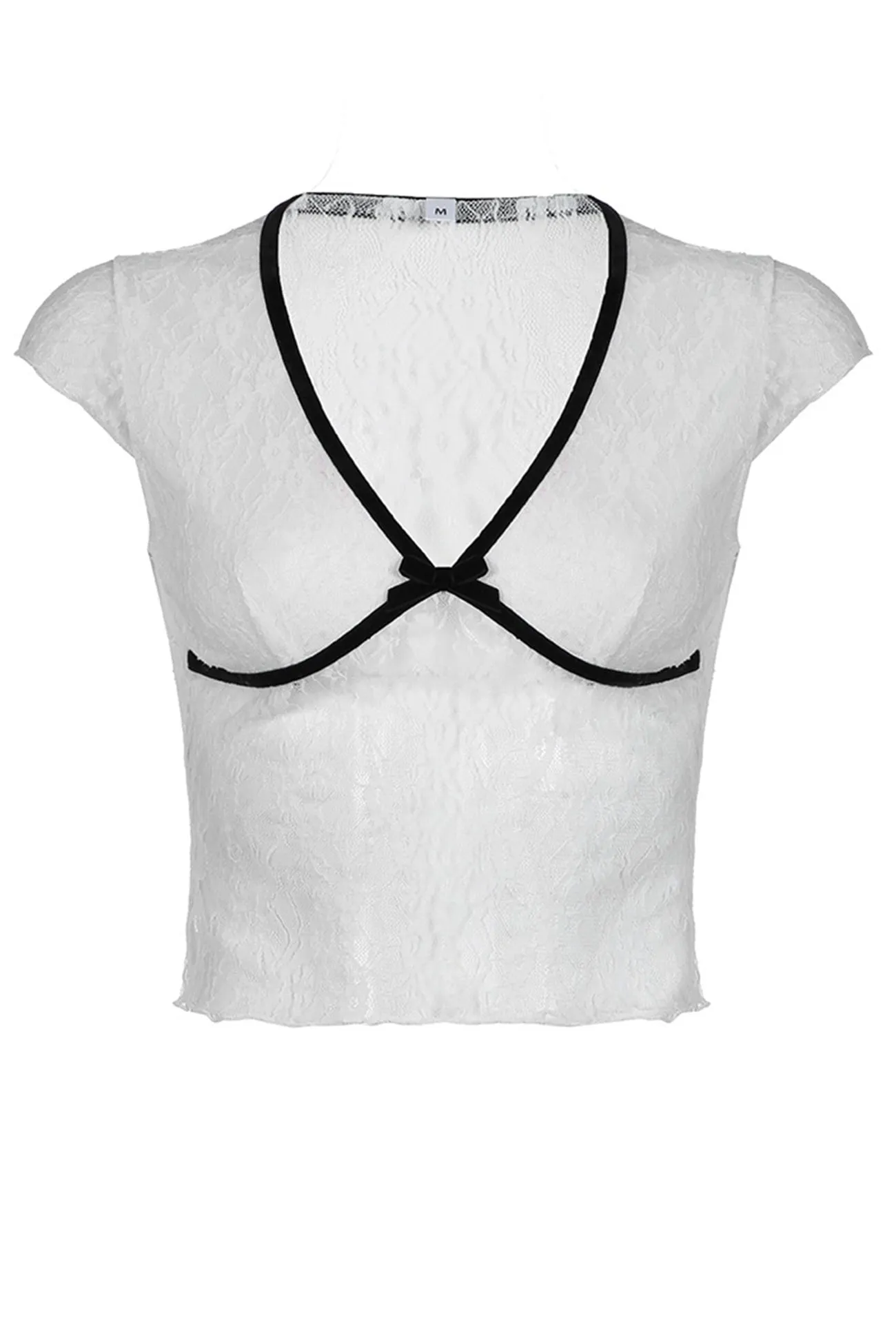 Lace Splicing Bow Crop Top