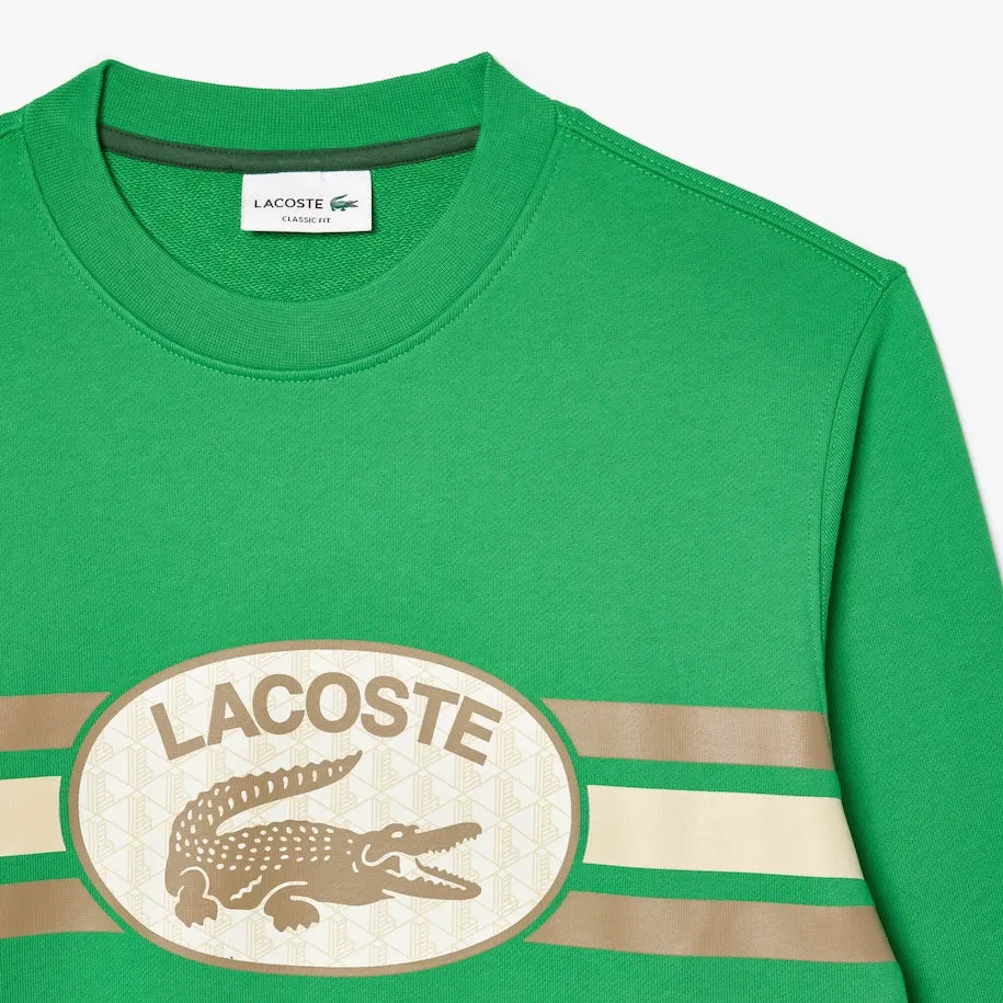 LACOSTE CLASSIC FIT MONOGRAM OVERSIZED LOGO FLEECE SWEATSHIRT -Men’s-GREEN-SIW