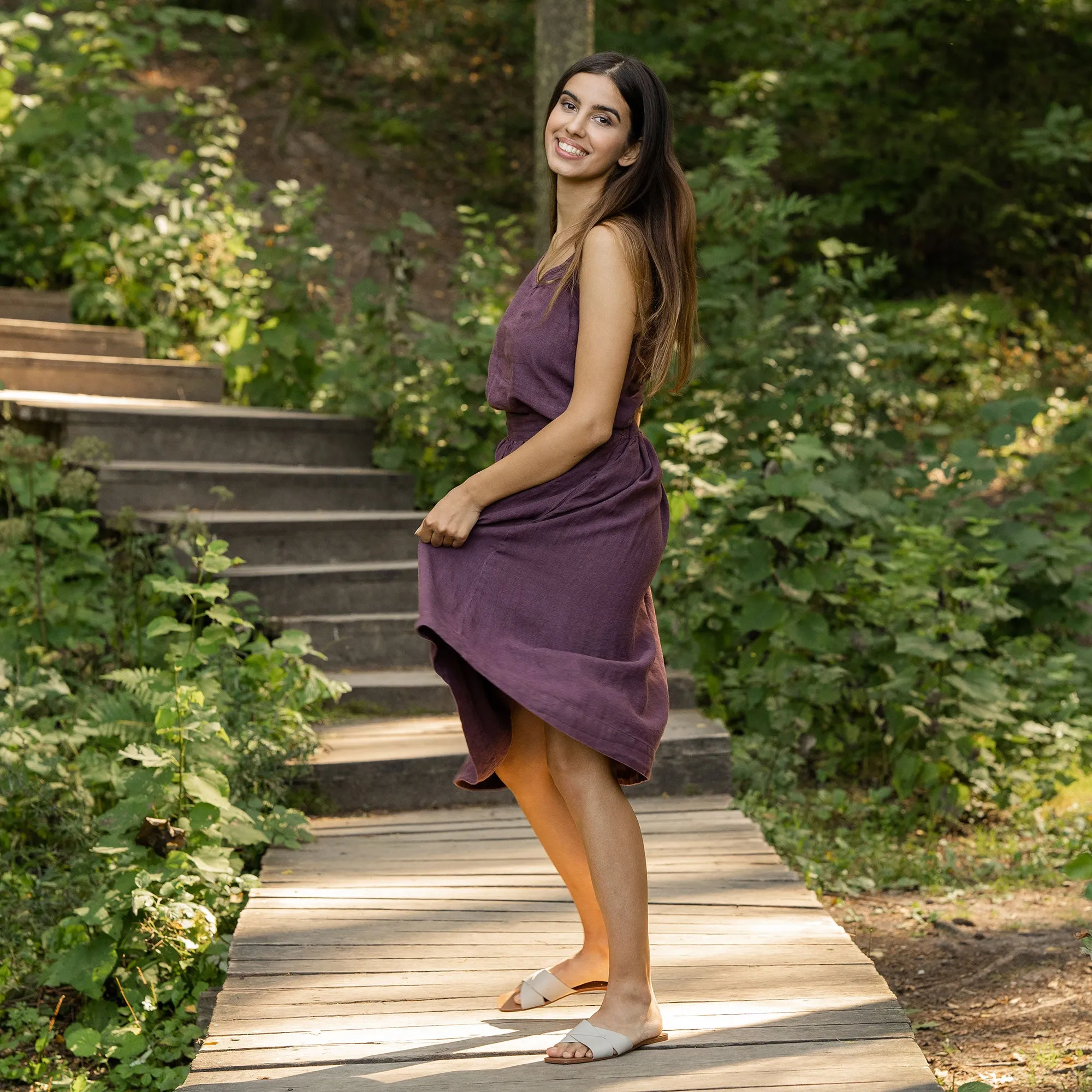 Linen Slip Top & Skirt 2-Piece Shadow Purple