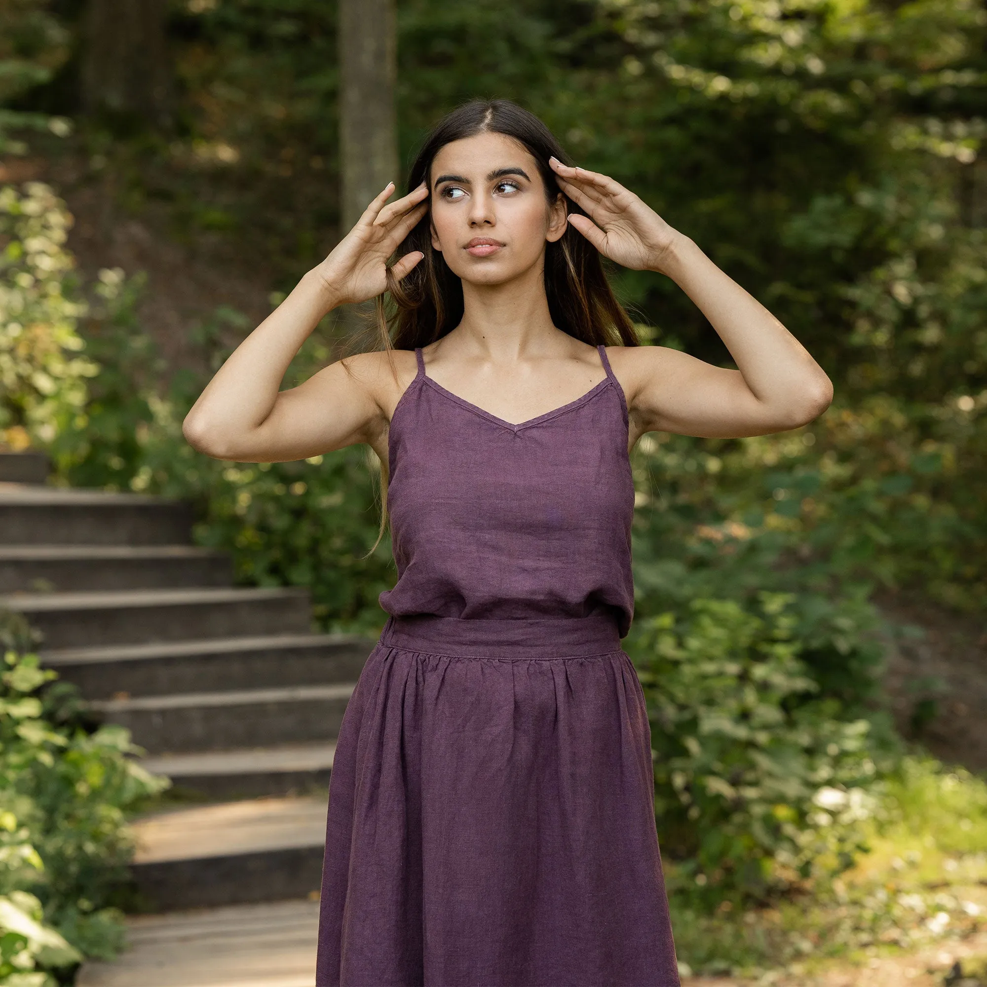 Linen Slip Top & Skirt 2-Piece Shadow Purple