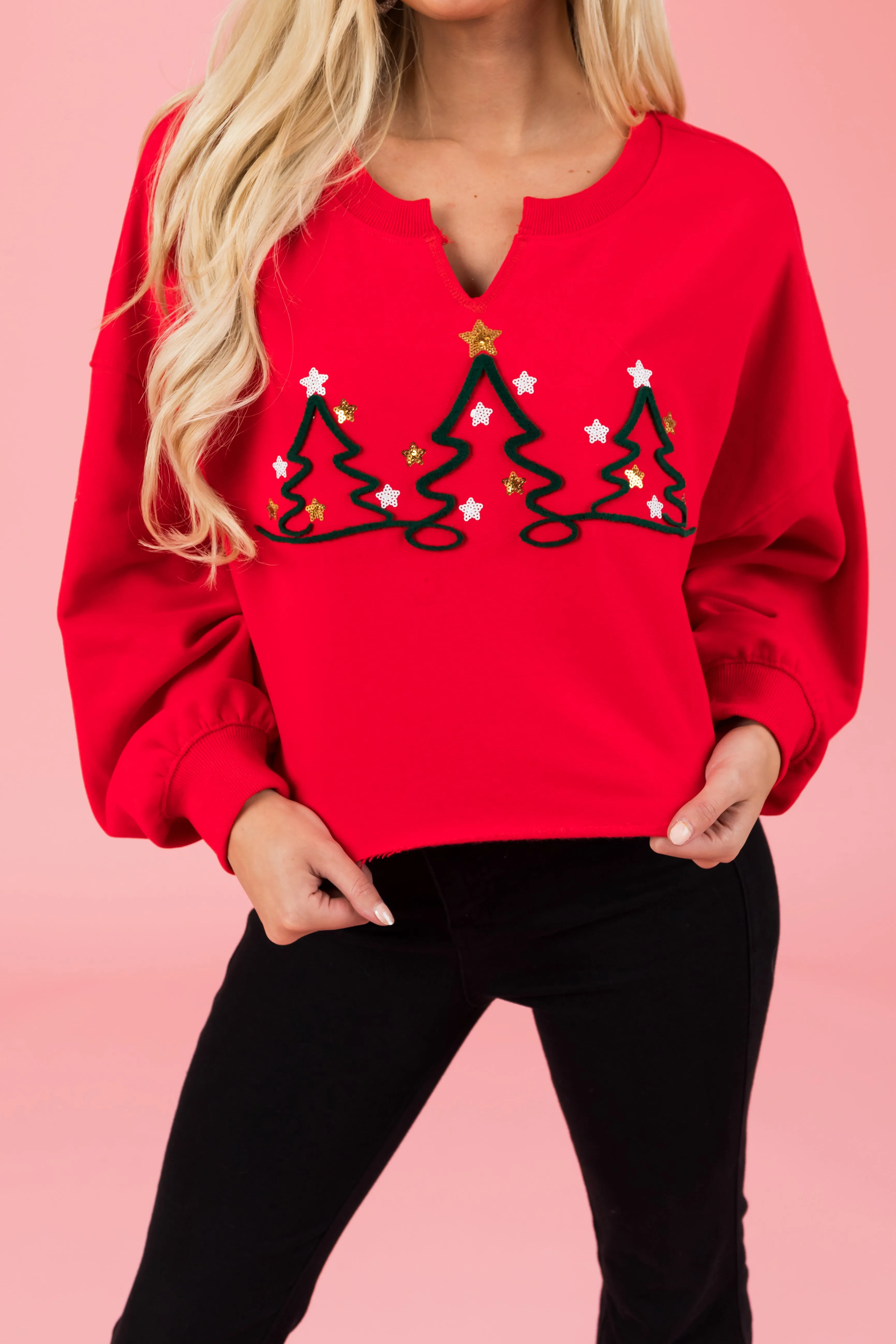 Lipstick Tree Graphic Cropped Sweater