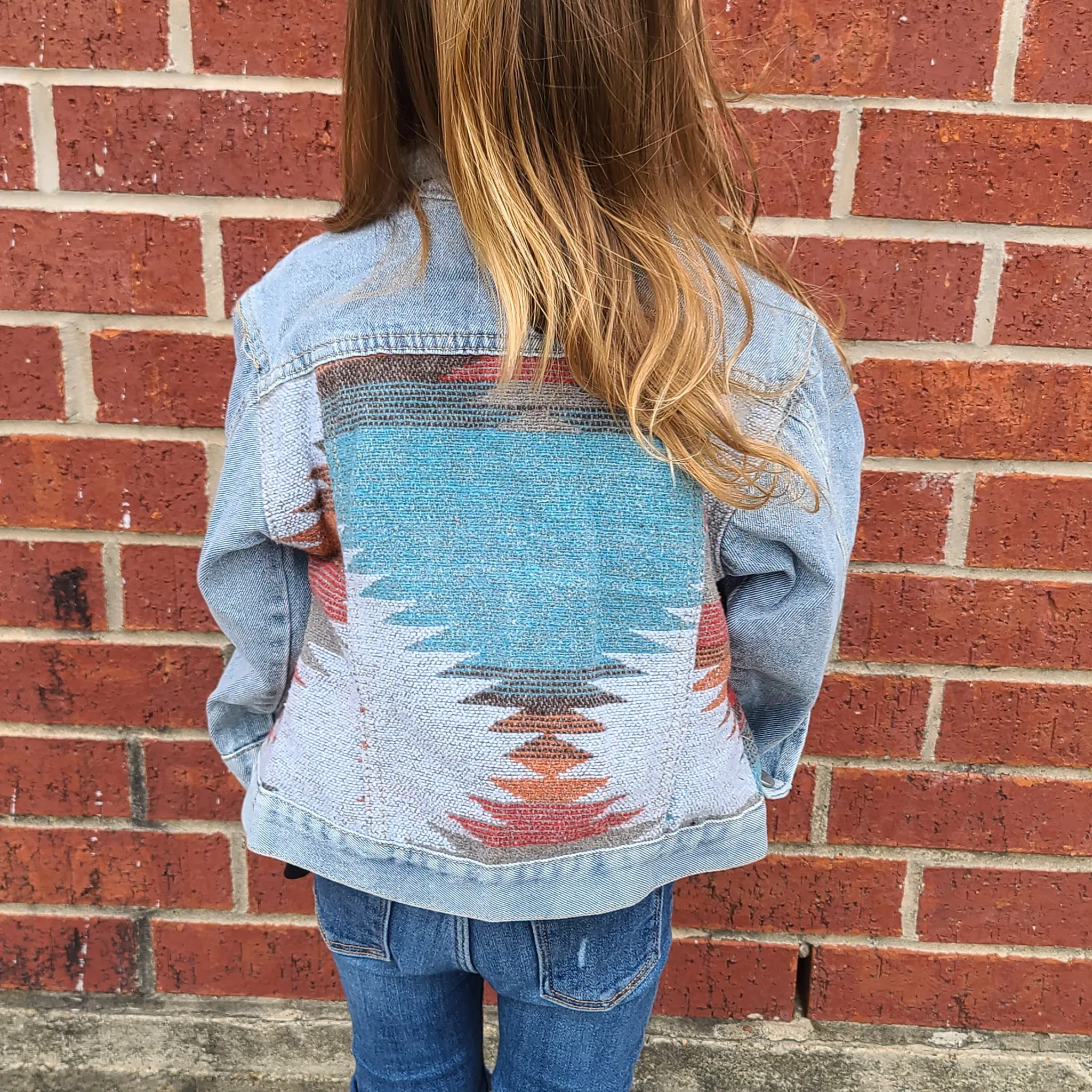 Little Heifer Girls Denim Aztec Jacket