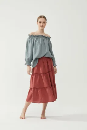 Long Rah Rah Skirt Terracotta