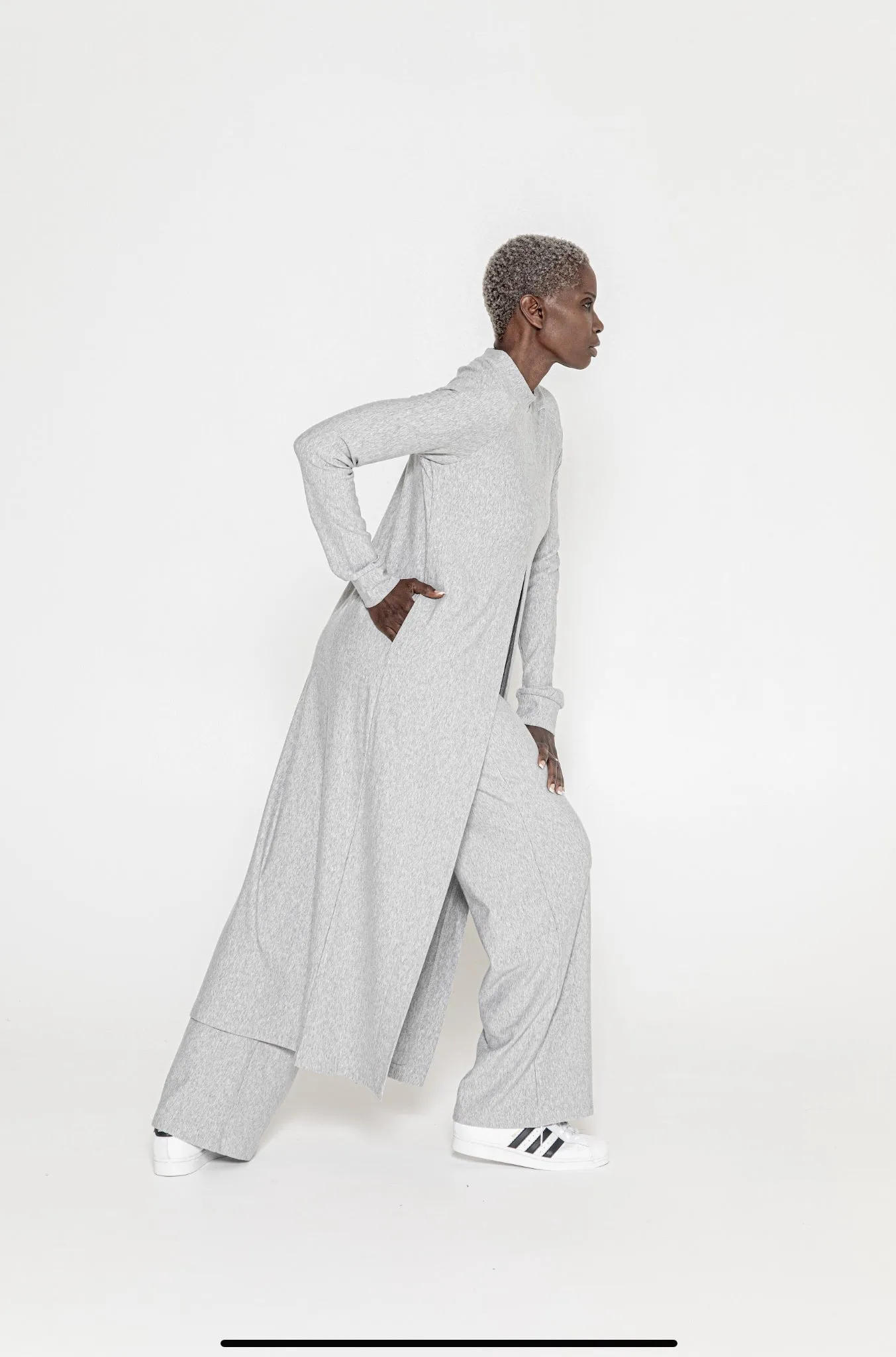 Long Tunic Fleece - Heather Grey