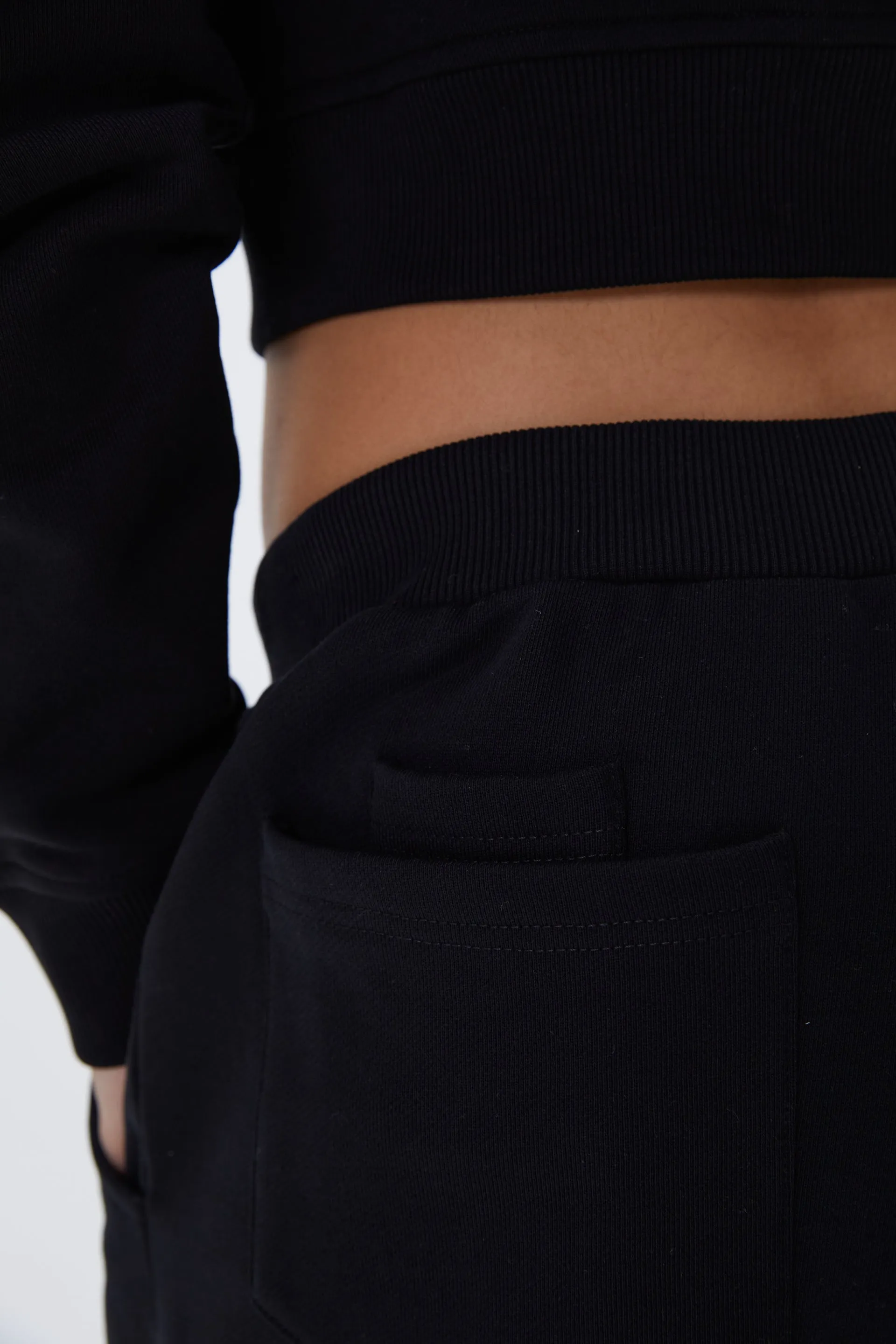 Low Rise Straight Leg Sweatpants - Black