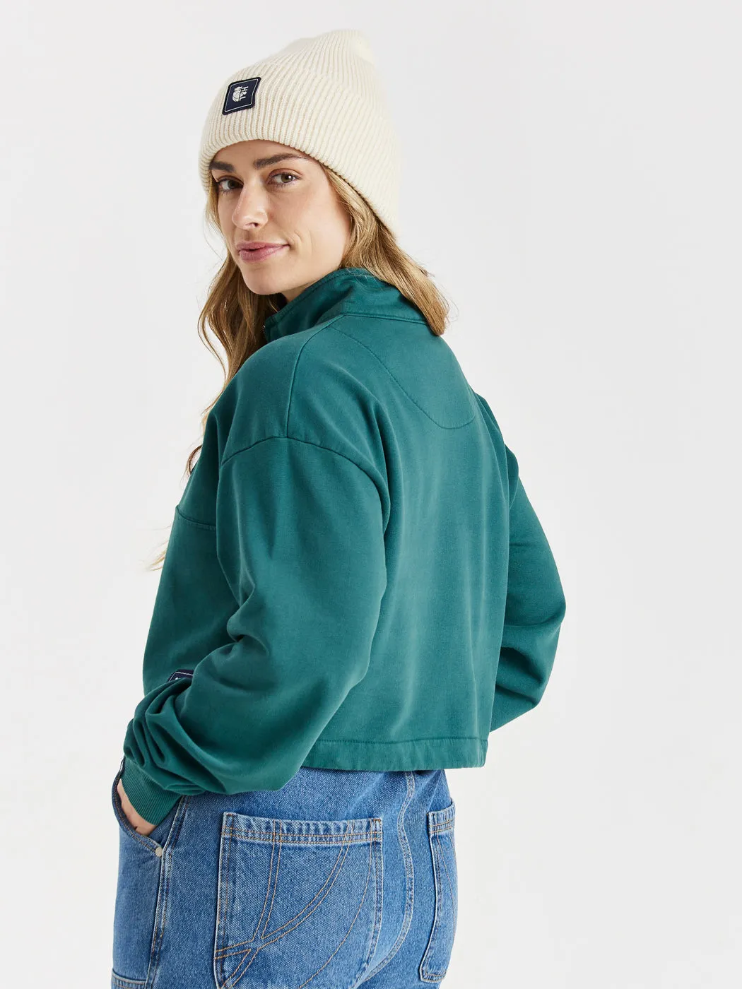 Lumi Cropped 1/4 Zip Sweater Dark Green