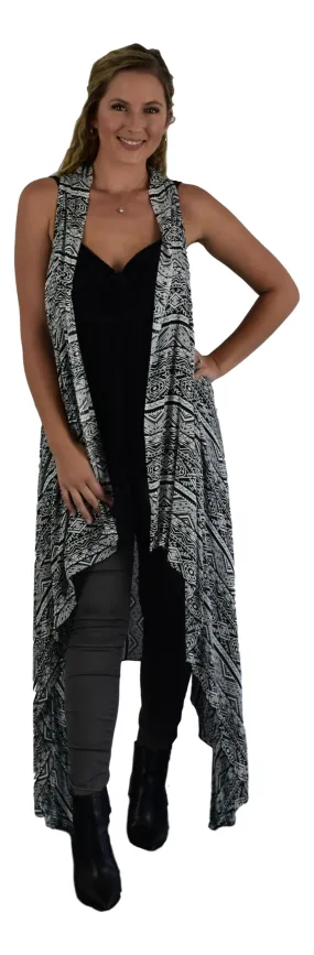 Magic Sarong | Tribal | Black White | Kimono Vest