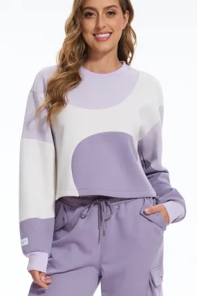 Make Wave Long Sleeve Colorblock Sweatshirt - Purple