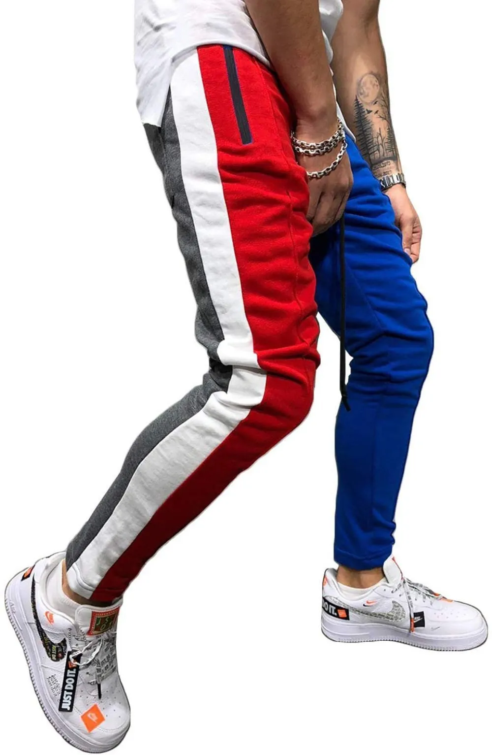 Men Embellished Red/Blue/Black Track Pants (Pack of 1)