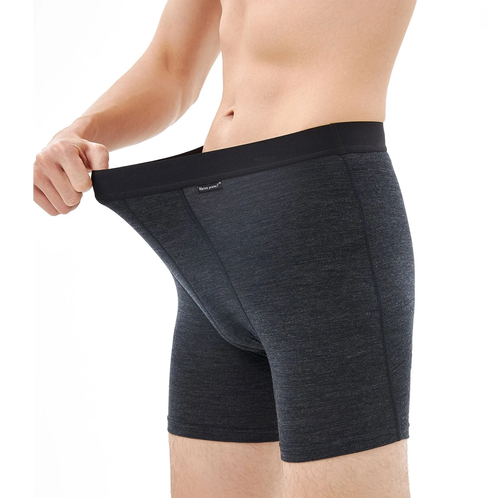 Men's Merino 180g Underwear Boxer Briefs  Black Heather