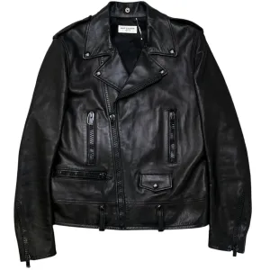 Men's Motorcycle Lambskin Leather Jacket Black Size IT 50 / L