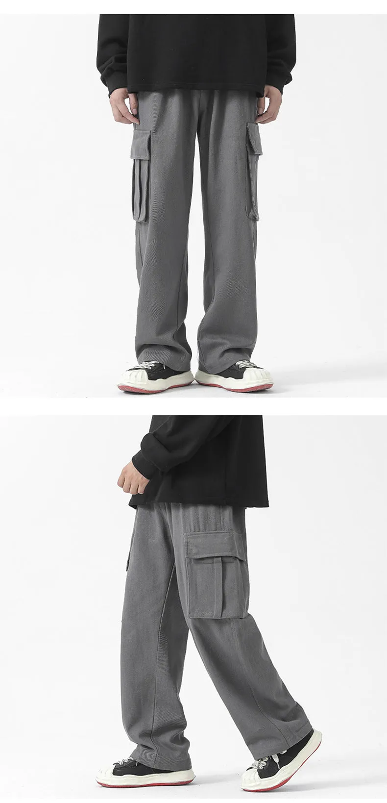 Men's Retro Straight Wide Leg Cargo Pants