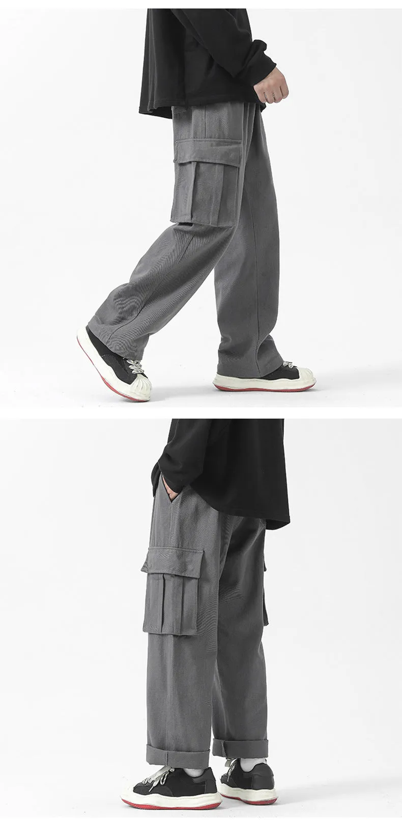 Men's Retro Straight Wide Leg Cargo Pants