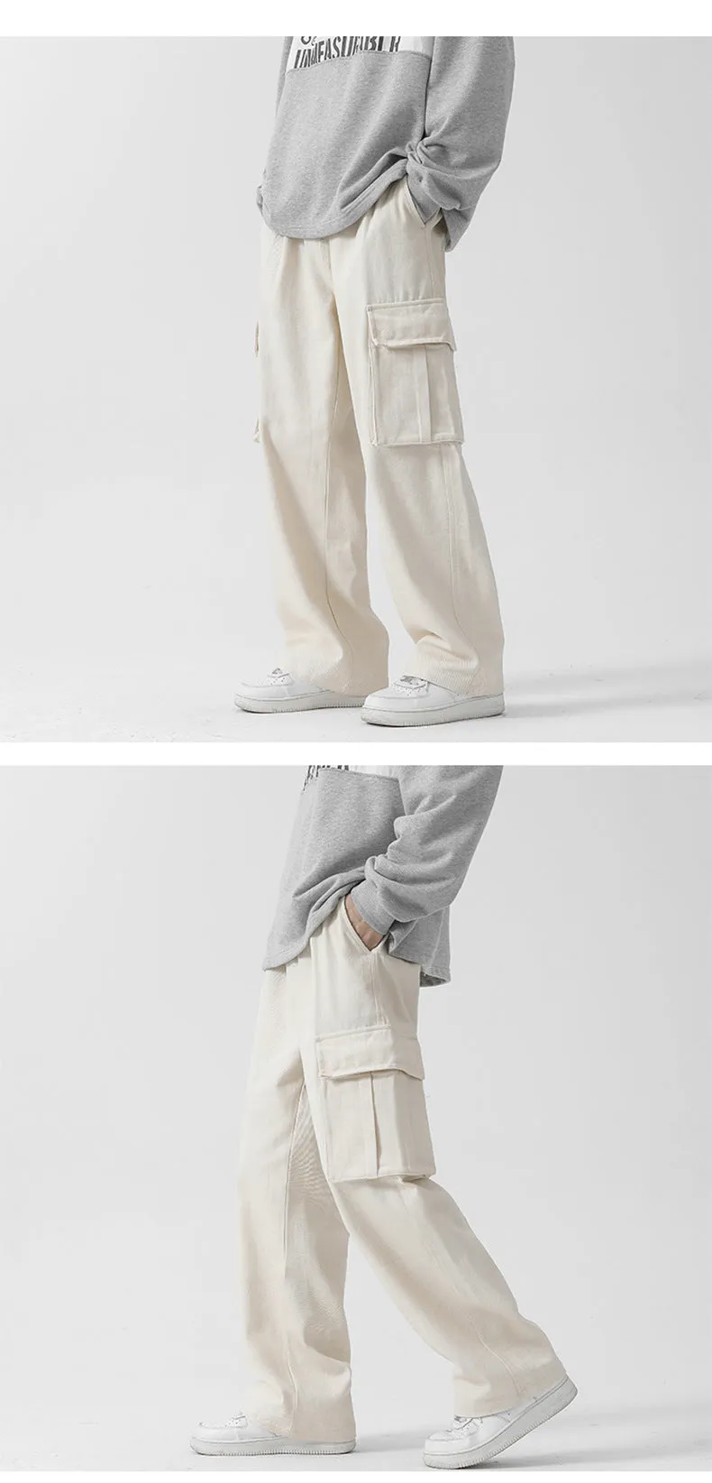 Men's Retro Straight Wide Leg Cargo Pants