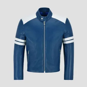 Men's Royal Blue Leather Jacket For Men