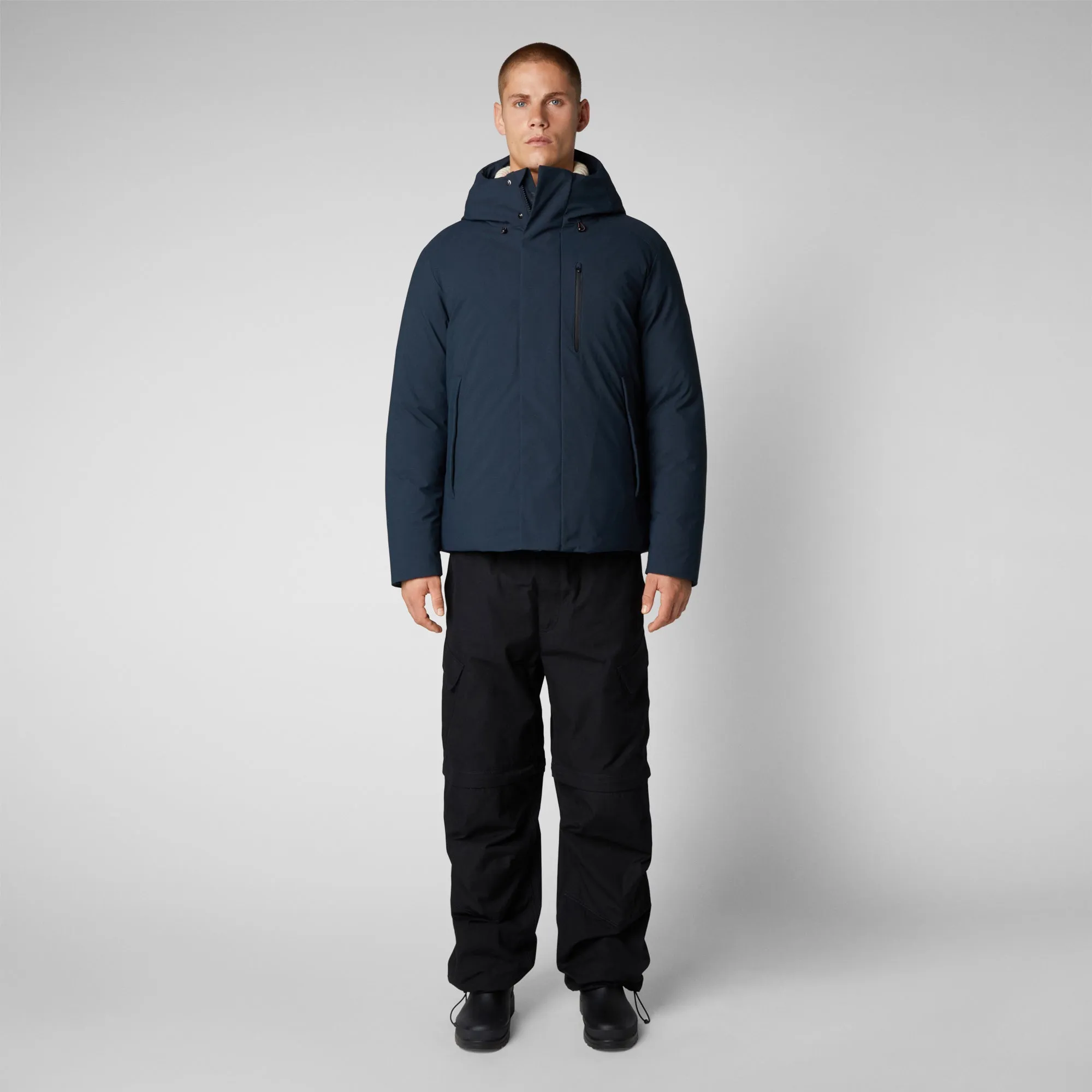 Men's Ulmus Hooded Parka in Blue Black