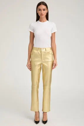 Metallic Gold Leather 5 Pocket Slim Straight