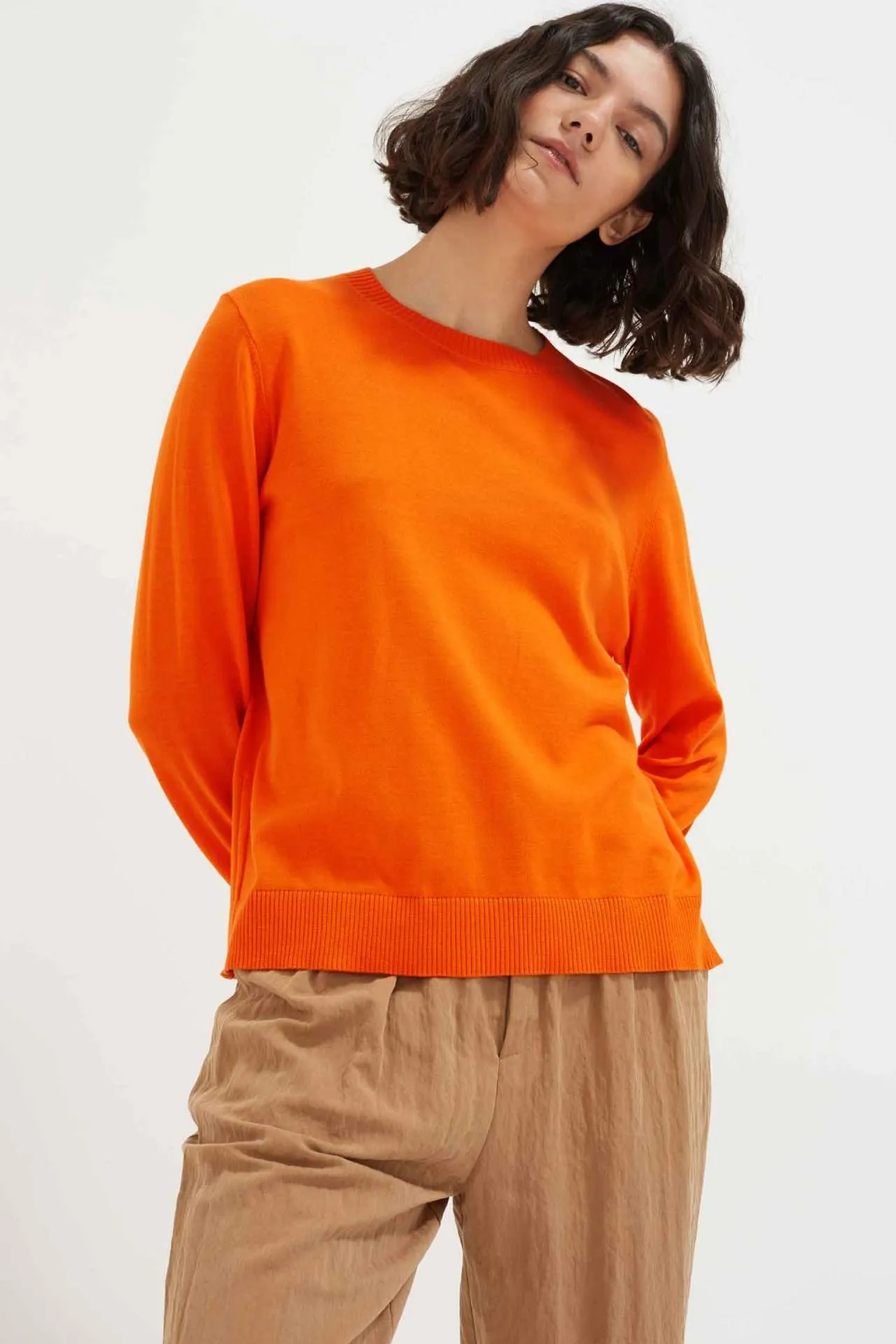 Mixed Rib Sweater, Orange