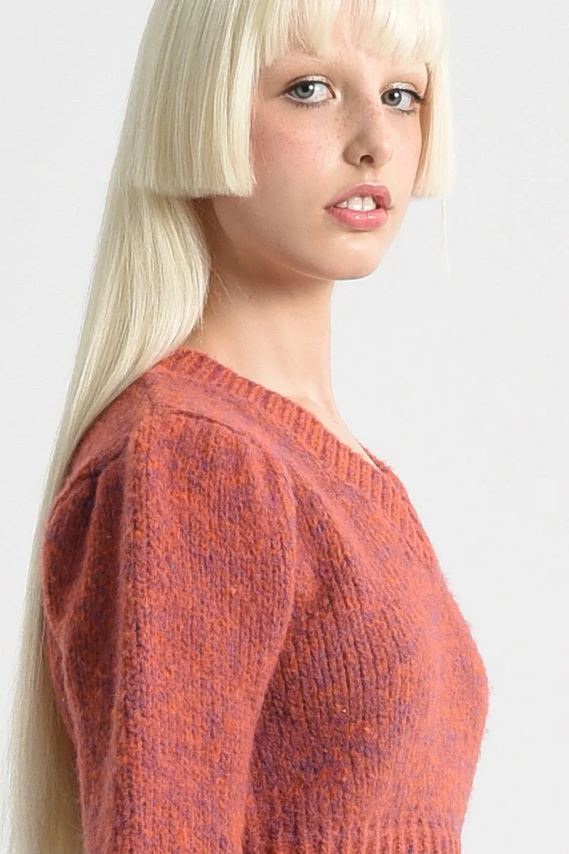 Molly Bracken Ribbed Cropped V-Neck Sweater