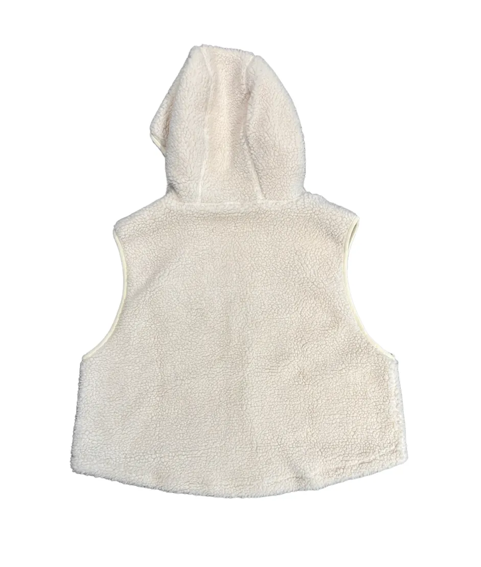 Mono B Sherpa Cropped Hoodie Vest - Natural