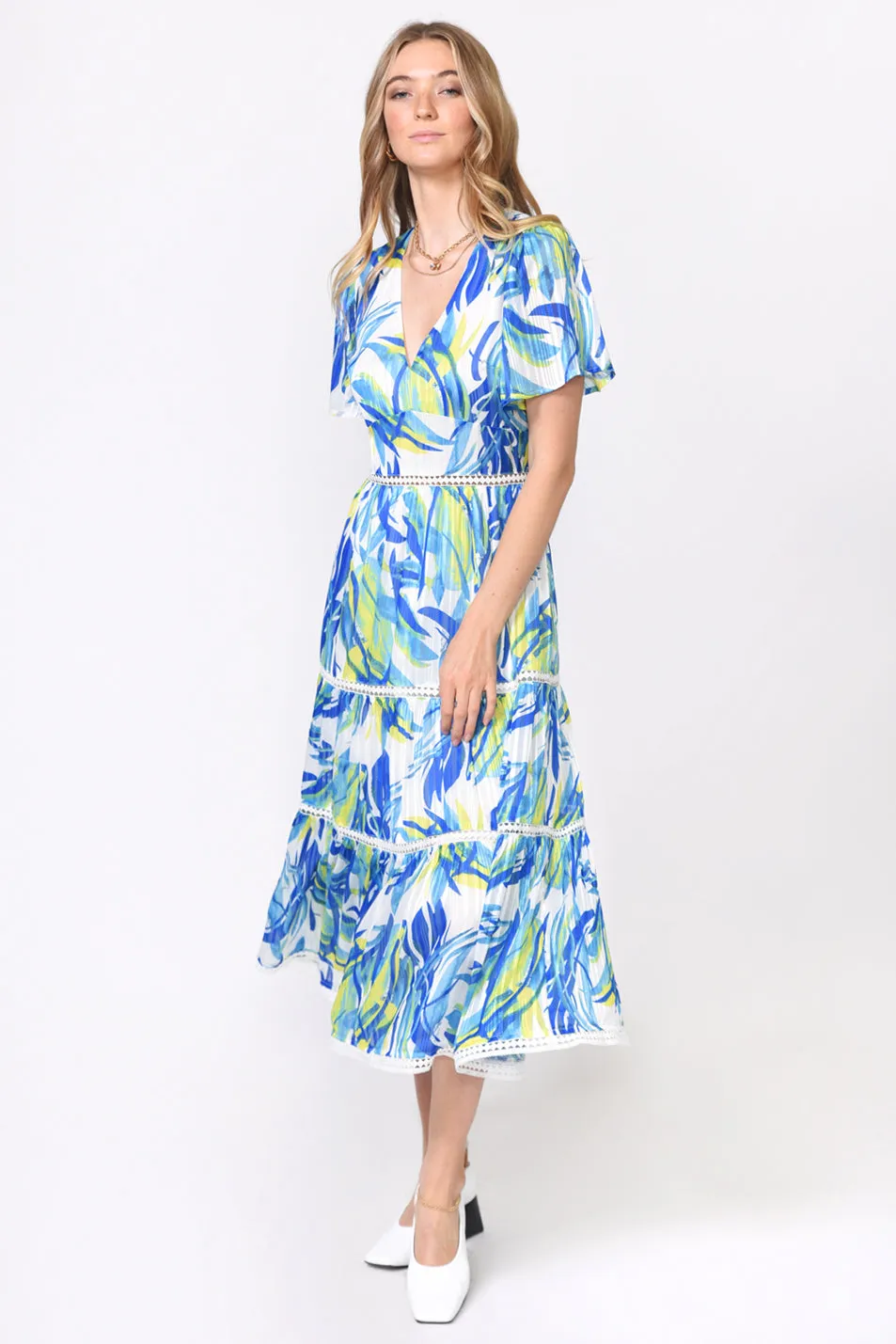 Norma Threaded Chiffon Print Midi Dress