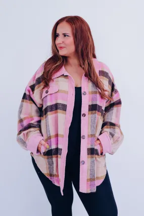 Olathe Contrasting Plaid Shacket - Mauve Combo