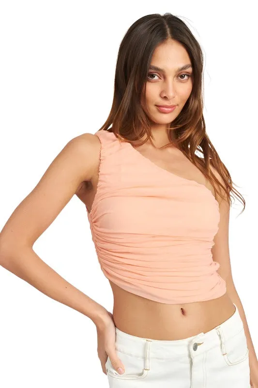 One Shoulder Ruched Top