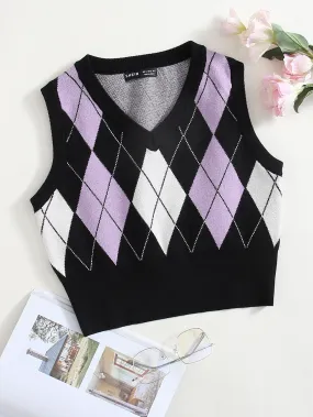 Parien Argyle Pattern Sweater Vest