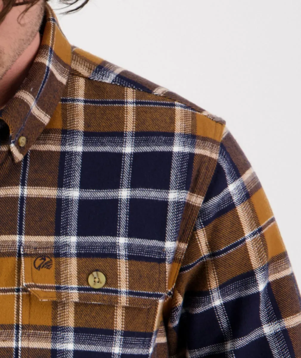 Pencarrow Shacket - Plaid - Tan-Navy