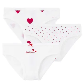 Petit Bateau 3-pack White/Red Culottes