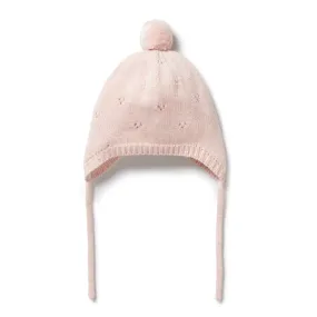 Pink Knitted Pointelle Bonnet