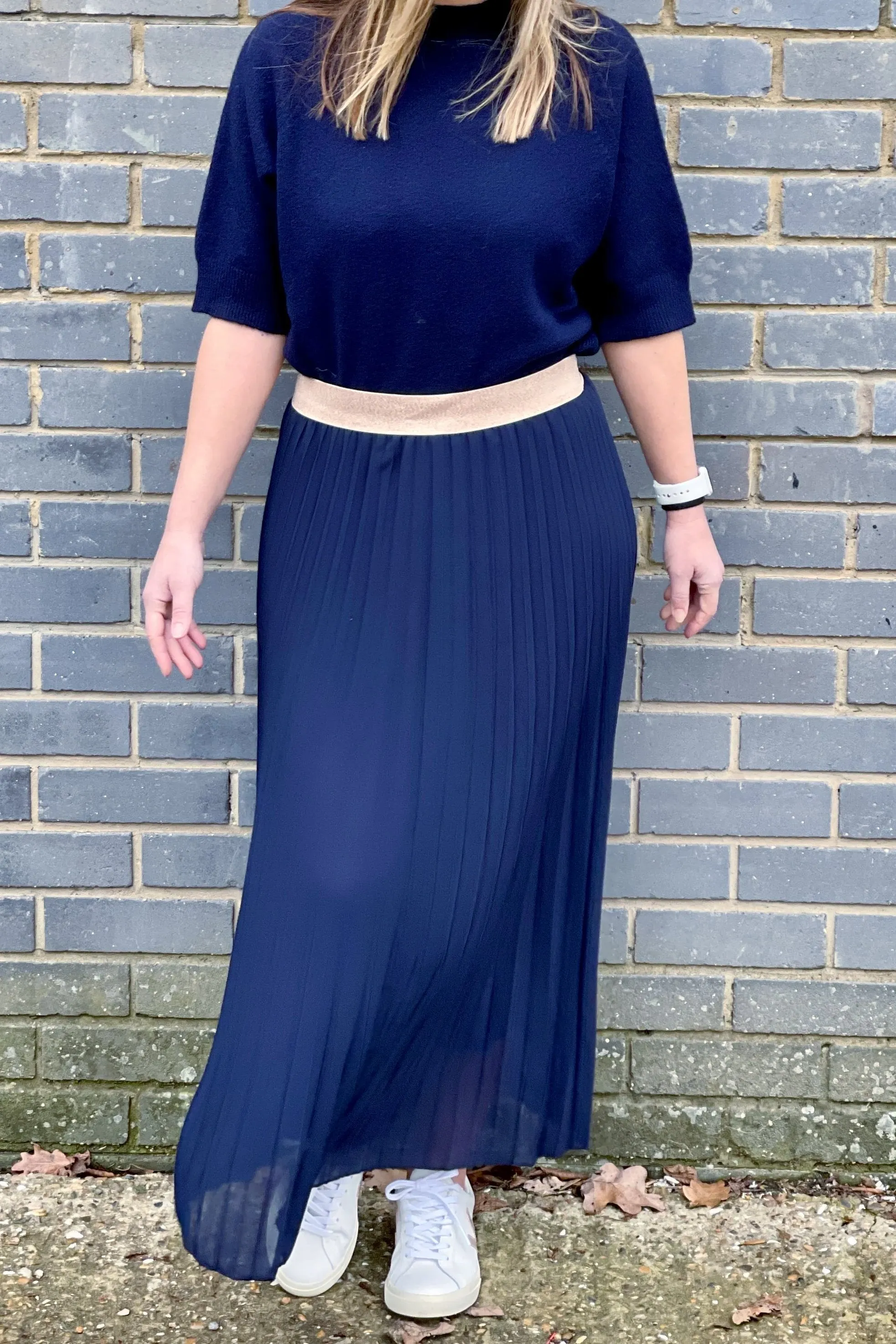 Pleated Maxi Skirt | Navy