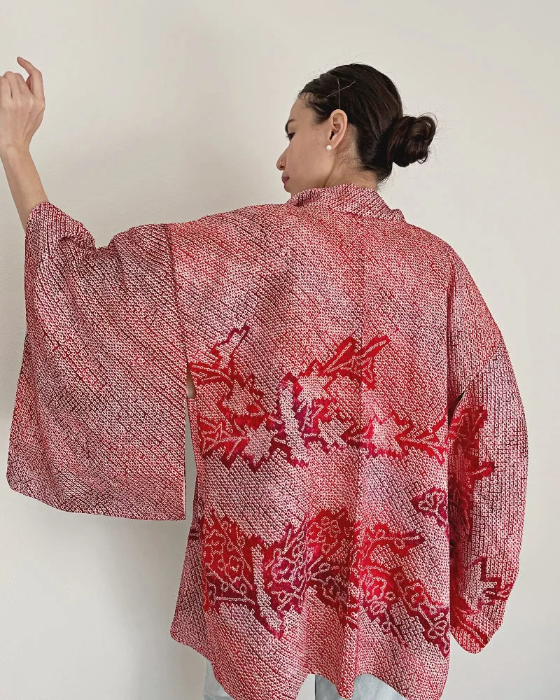 Plum tree and maple Haori Kimono Jacket