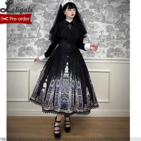 Pre-order Gothic Lolita Skirt Long Printed A-line Skirt by Alice Girl ~ Cross & Church