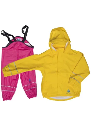 PU Splash Yellow/Raspberry PU Jacket & Dungaree Set