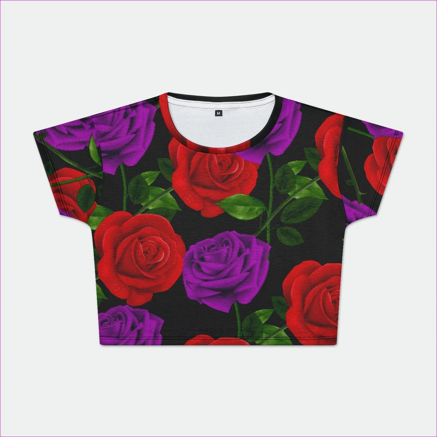 Red Rose Purp Women's Crop Tee - Ships from The US