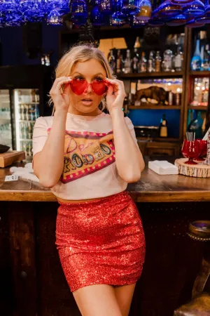 Red Sequin Skirt