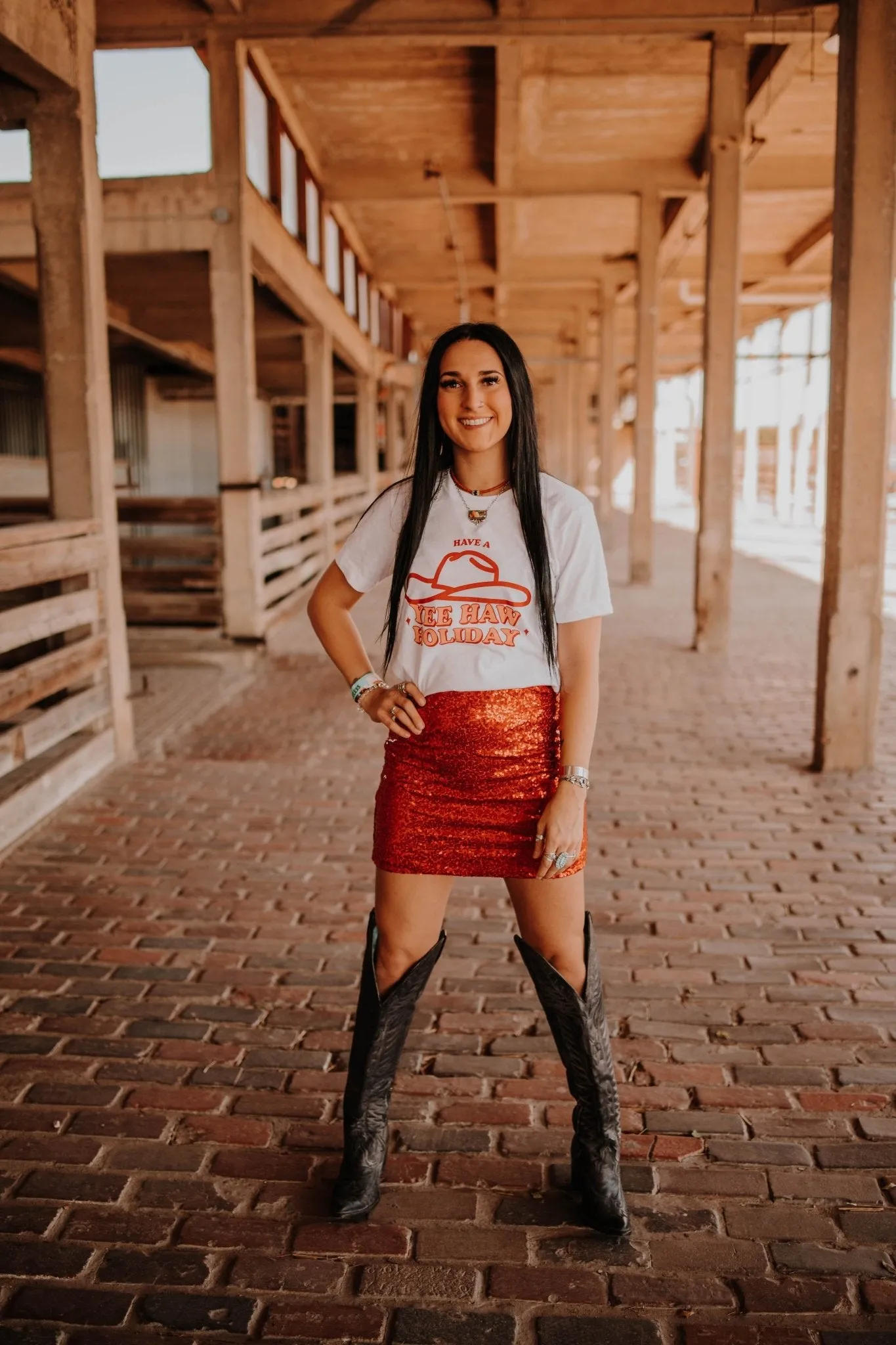 Red Sequin Skirt