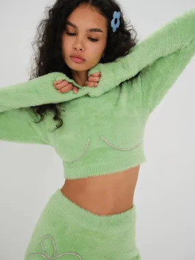 Reid Crop Sweater in Green