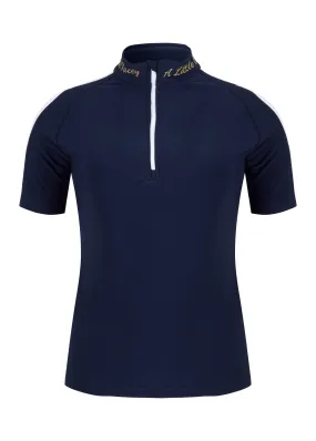 Reyal Top Navy Short Sleeved By A Little Bit Racey