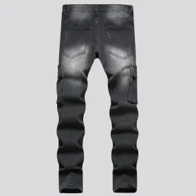 Sanded men's cargo jeans