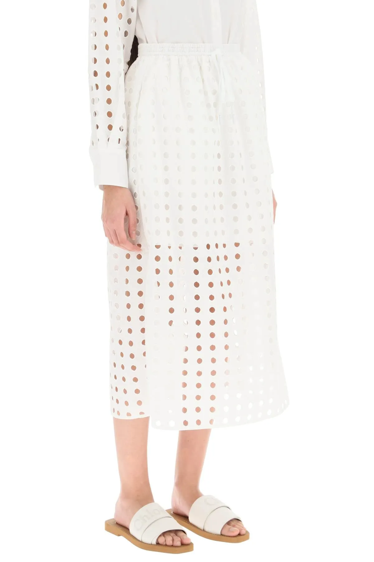 See by chloe openwork cotton skirt