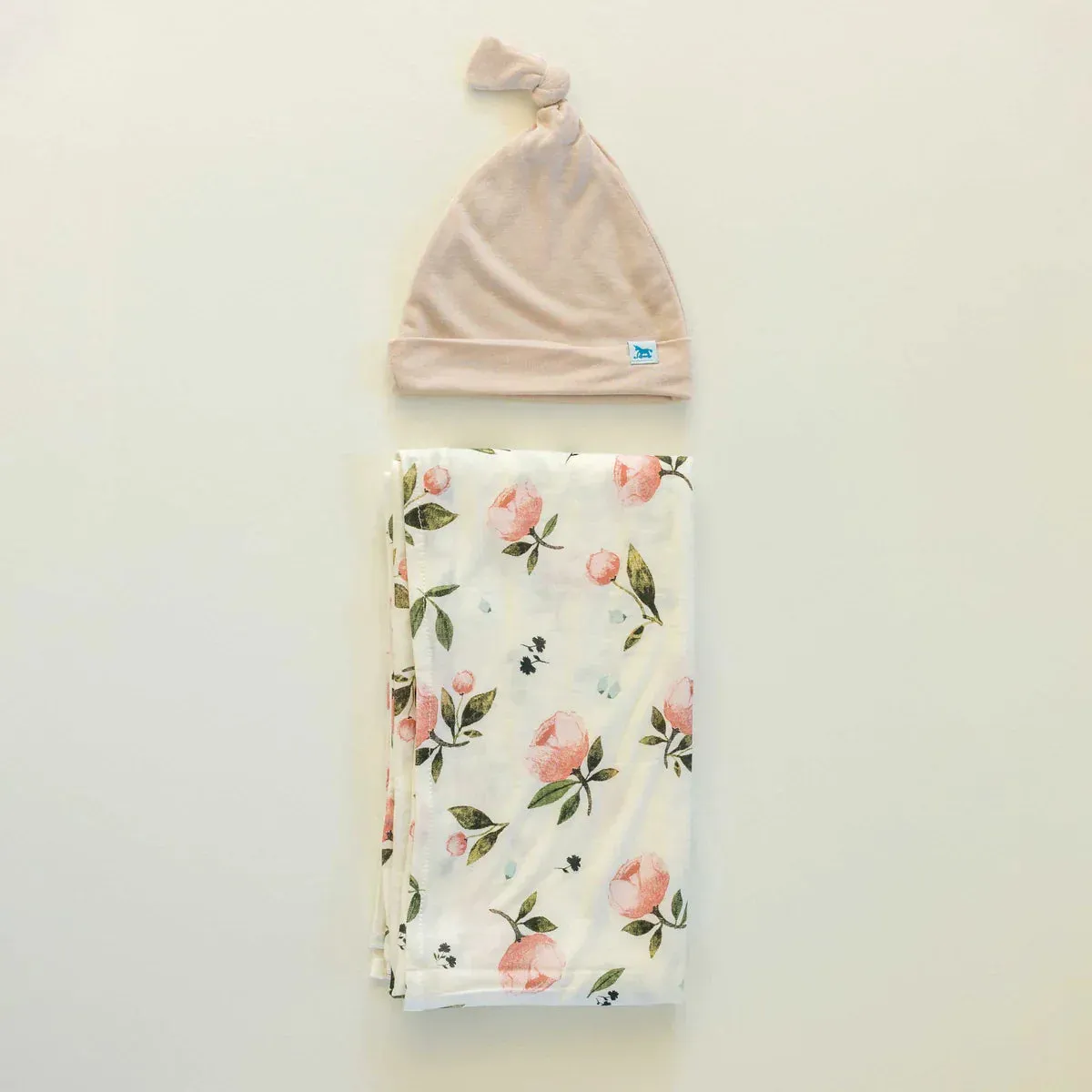 Soft Knit Swaddle and Hat Set, Watercolor Rose