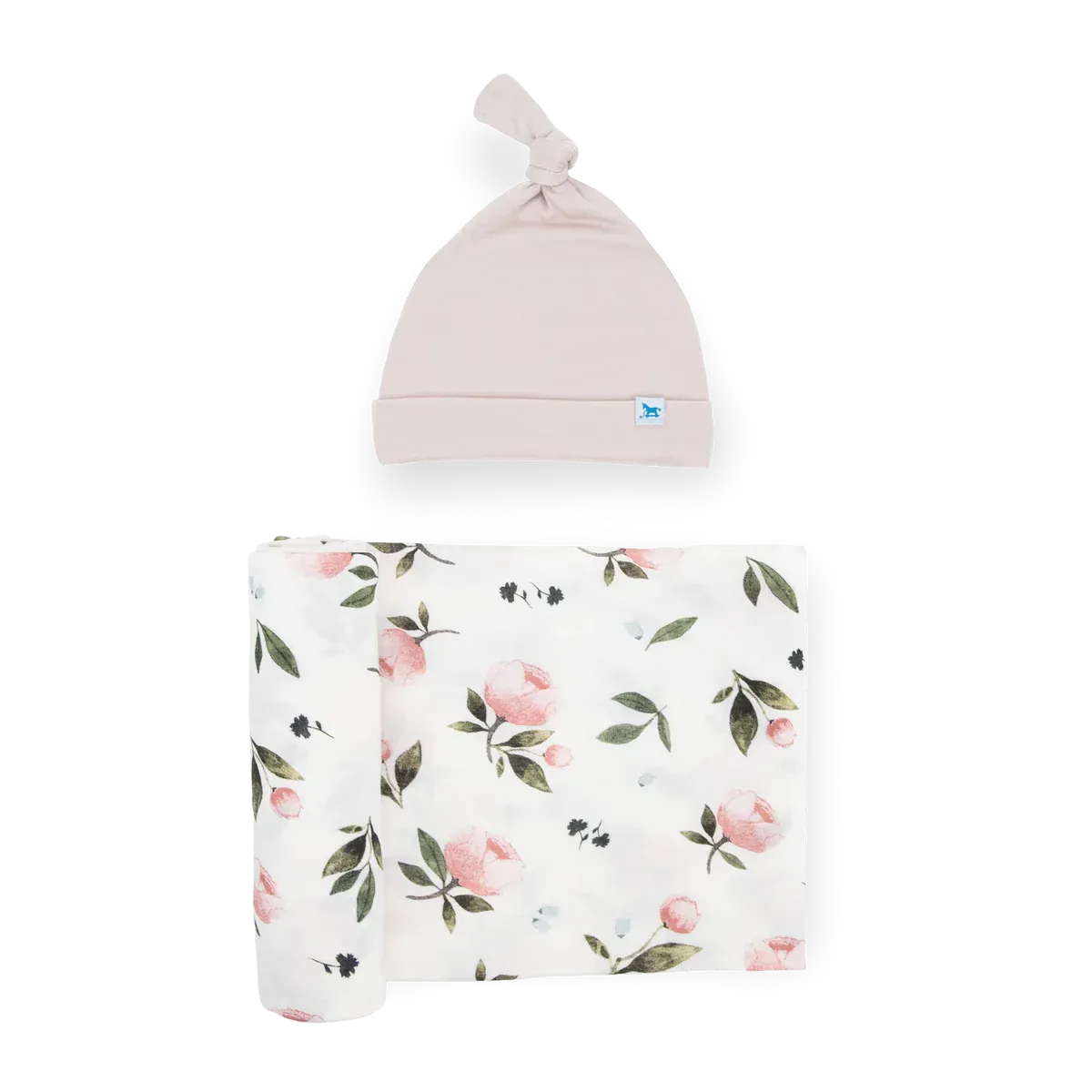 Soft Knit Swaddle and Hat Set, Watercolor Rose