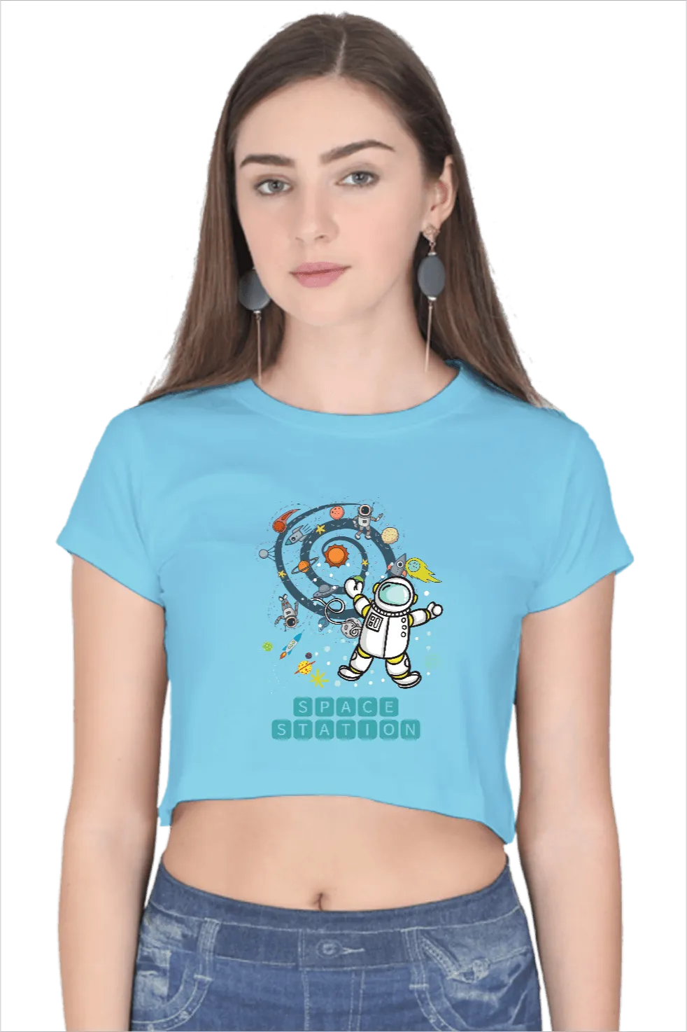 Space Shuttle Crop Top T Shirt C10