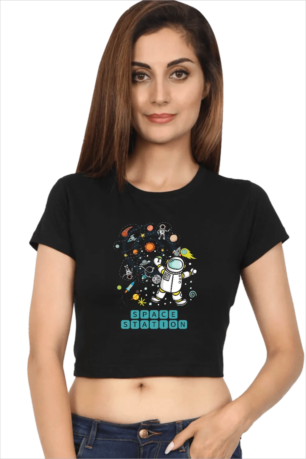 Space Shuttle Crop Top T Shirt C10