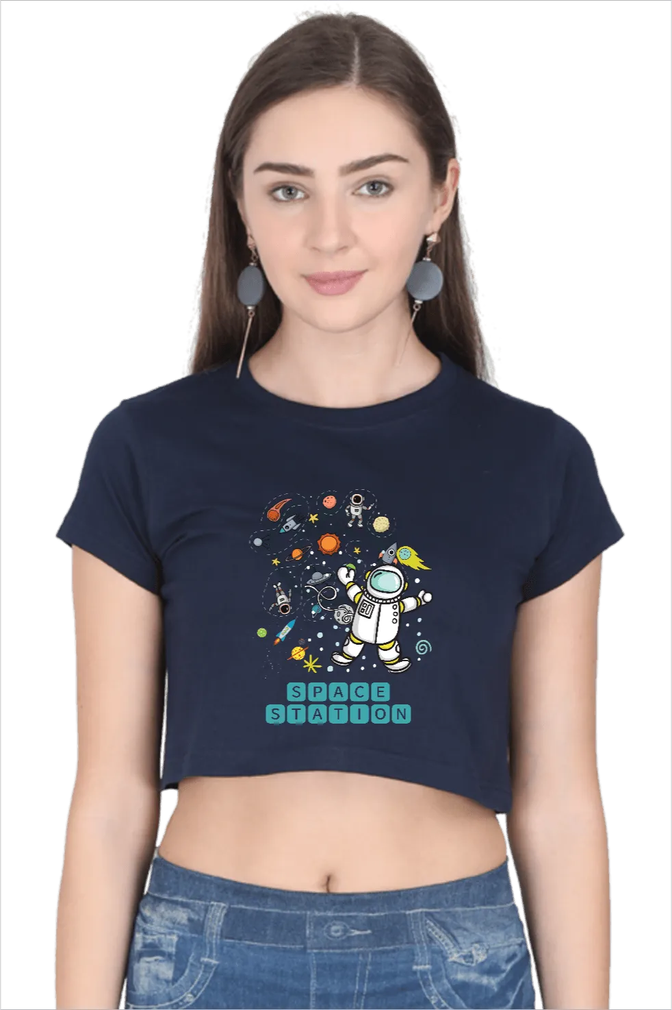 Space Shuttle Crop Top T Shirt C10